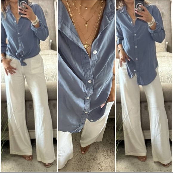 New💕 Infinity blue tencel button shirt - Picture 4 of 8